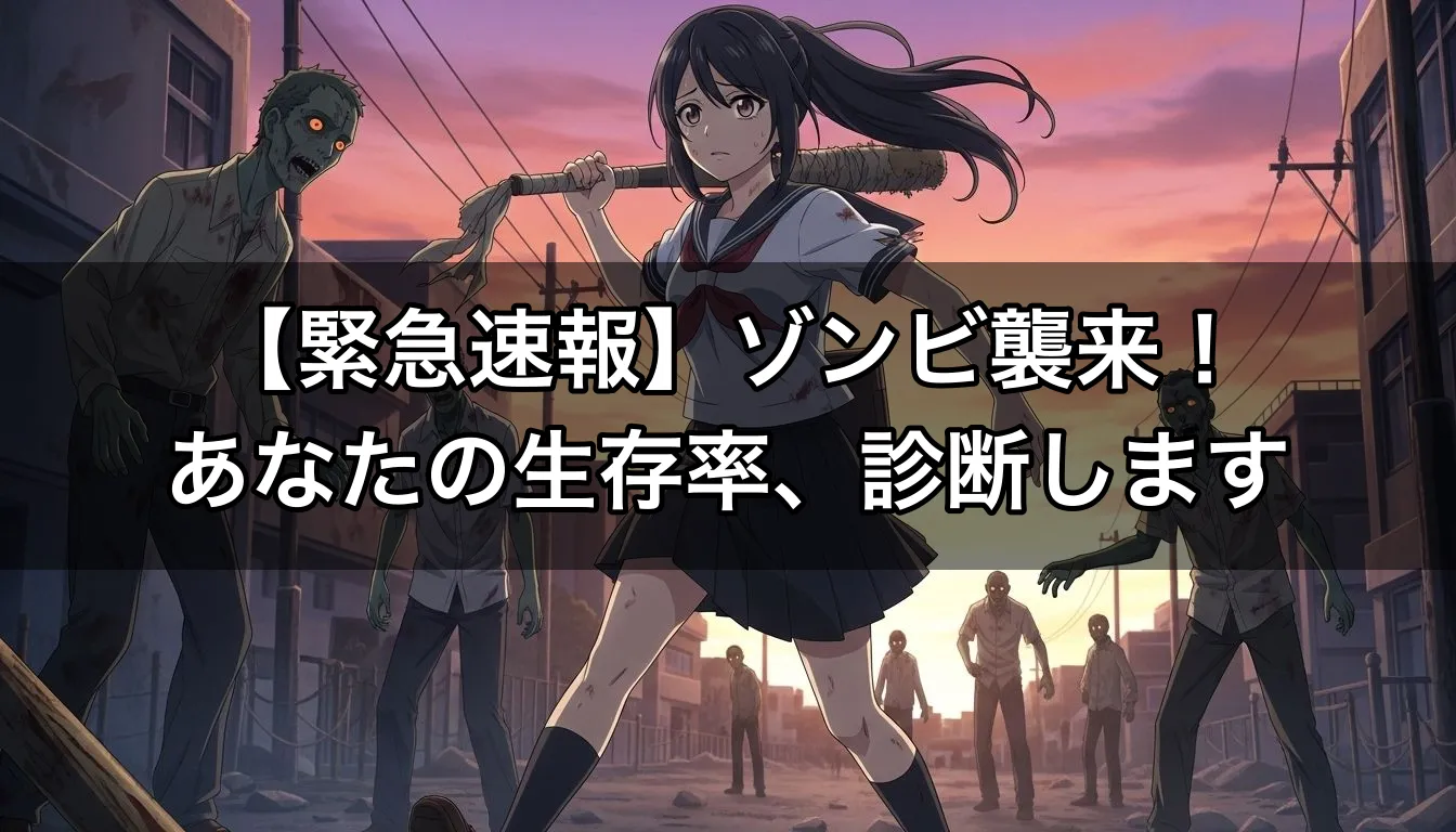 【緊急速報】ゾンビ襲来！あなたの生存率、診断します