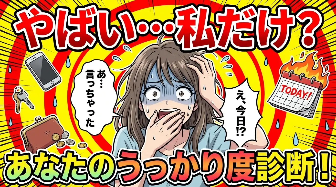 【やばい…私だけ？】あなたのうっかり度診断！忘れ物から失言まで、まさかの傾向が明らかに
